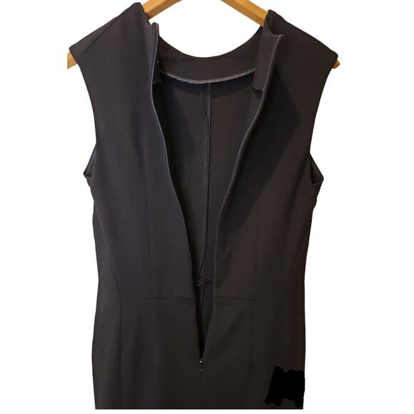 MM Lafleur Black Midi Shift Dress with Front Hem Slit Size 10 Classic Neutral - Picture 6 of 11